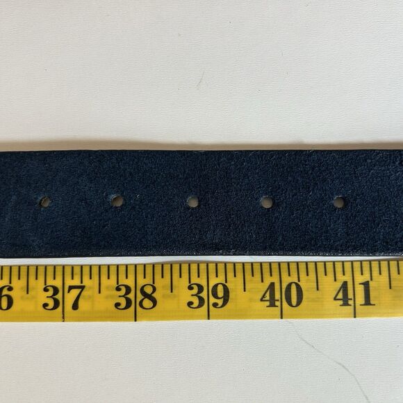 Chicos Blue Suede Leather Belt Womens Sz L (37-41) Gemstone Buckle Boho Festival - Picture 14 of 15